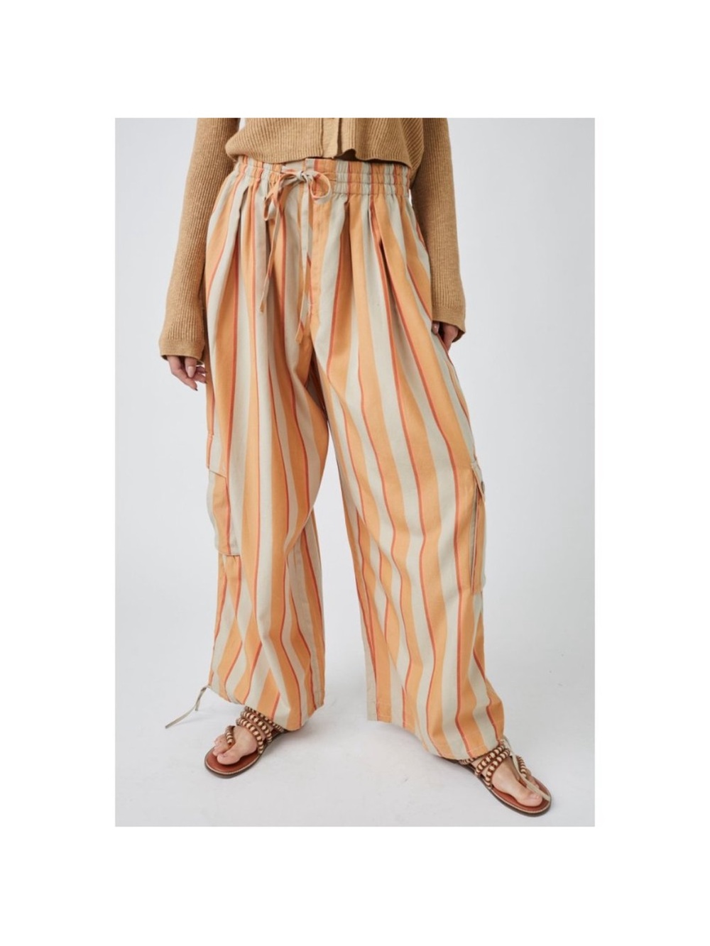 NWT, Free People Creamsicle Palash Yarn Dyed Cargo Pants - Picture 9 of 12